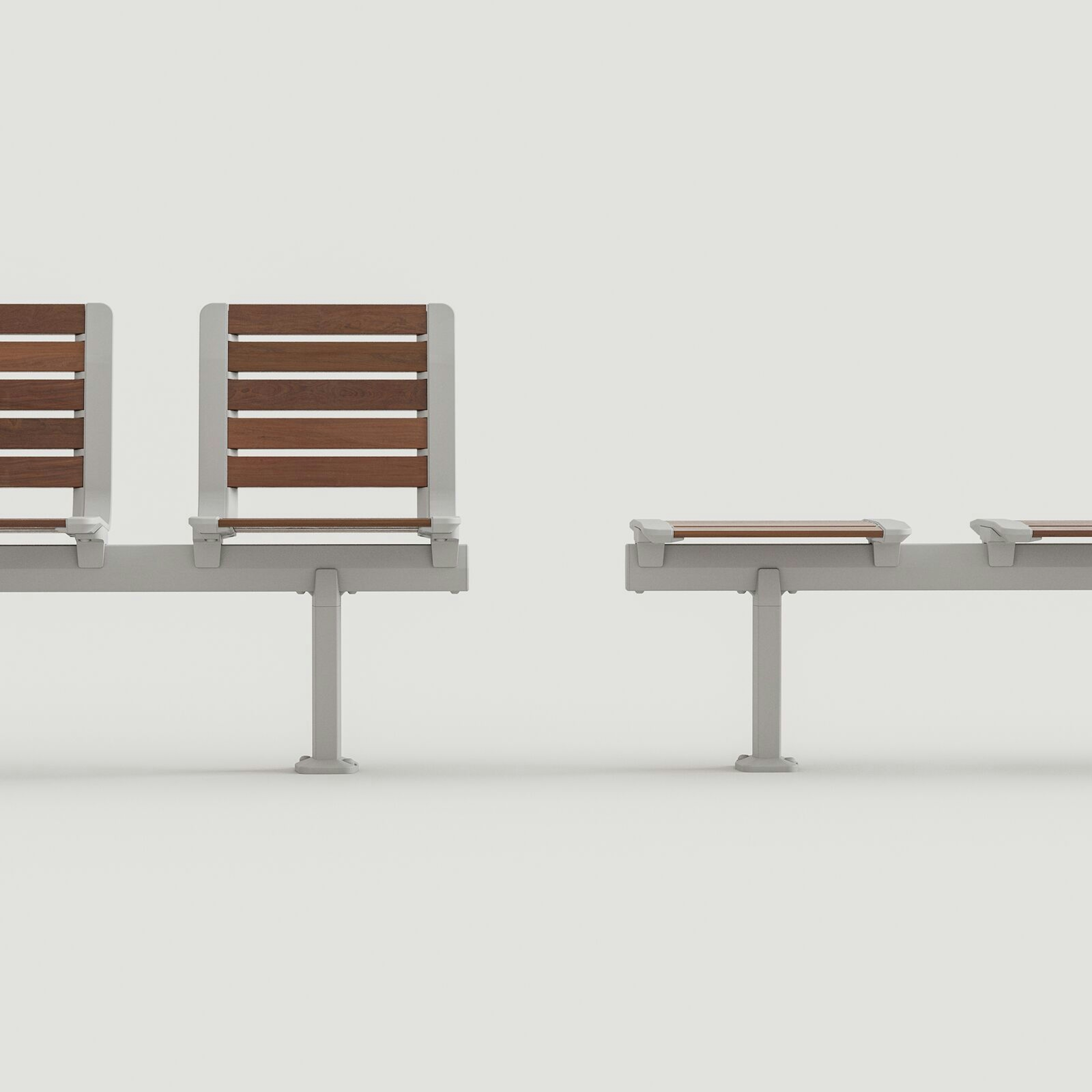 Tangent Rail Seating: Aluminum Texture + FSC® Cumaru