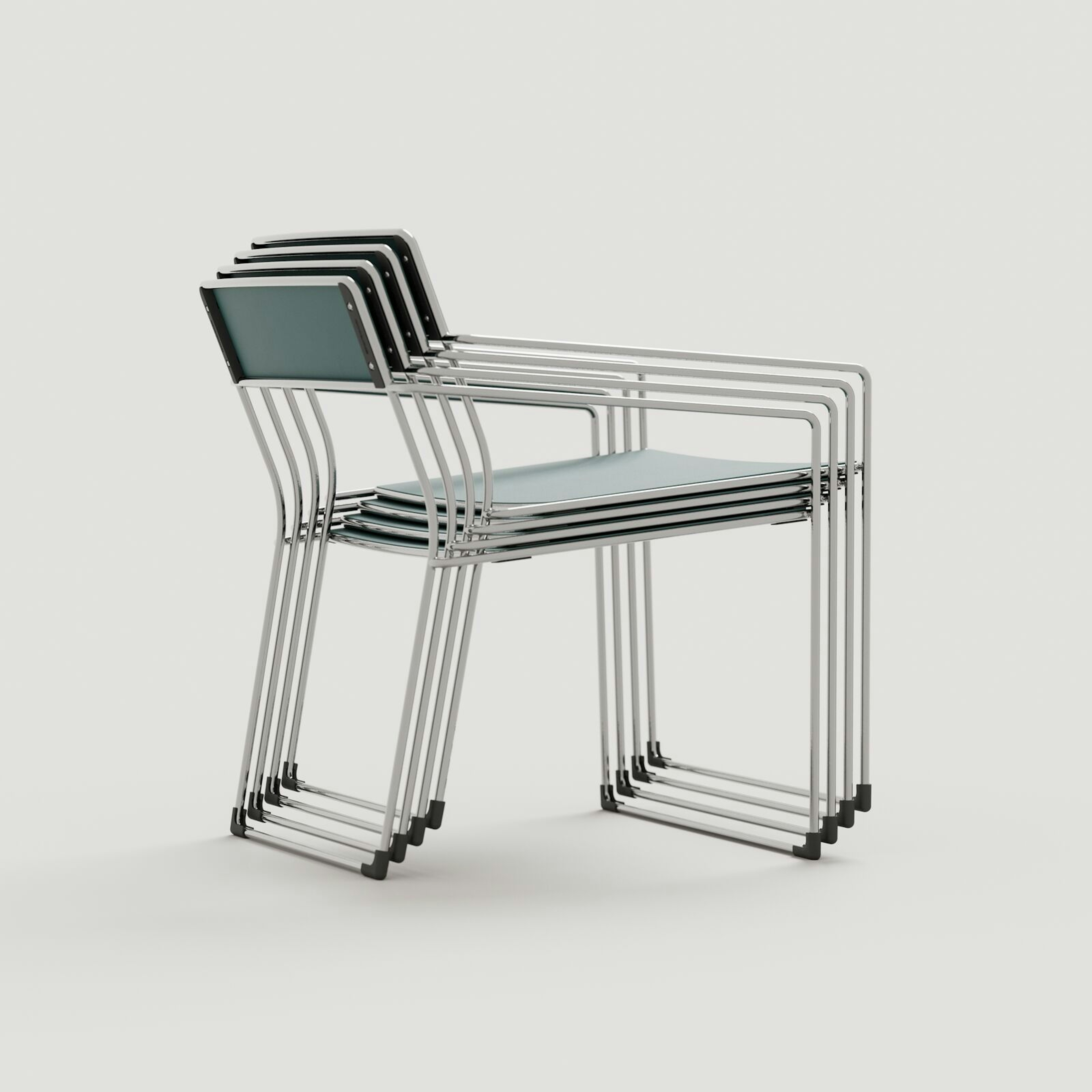 Linia Lounge Chair: Electropolished SST + Lagoon Texture