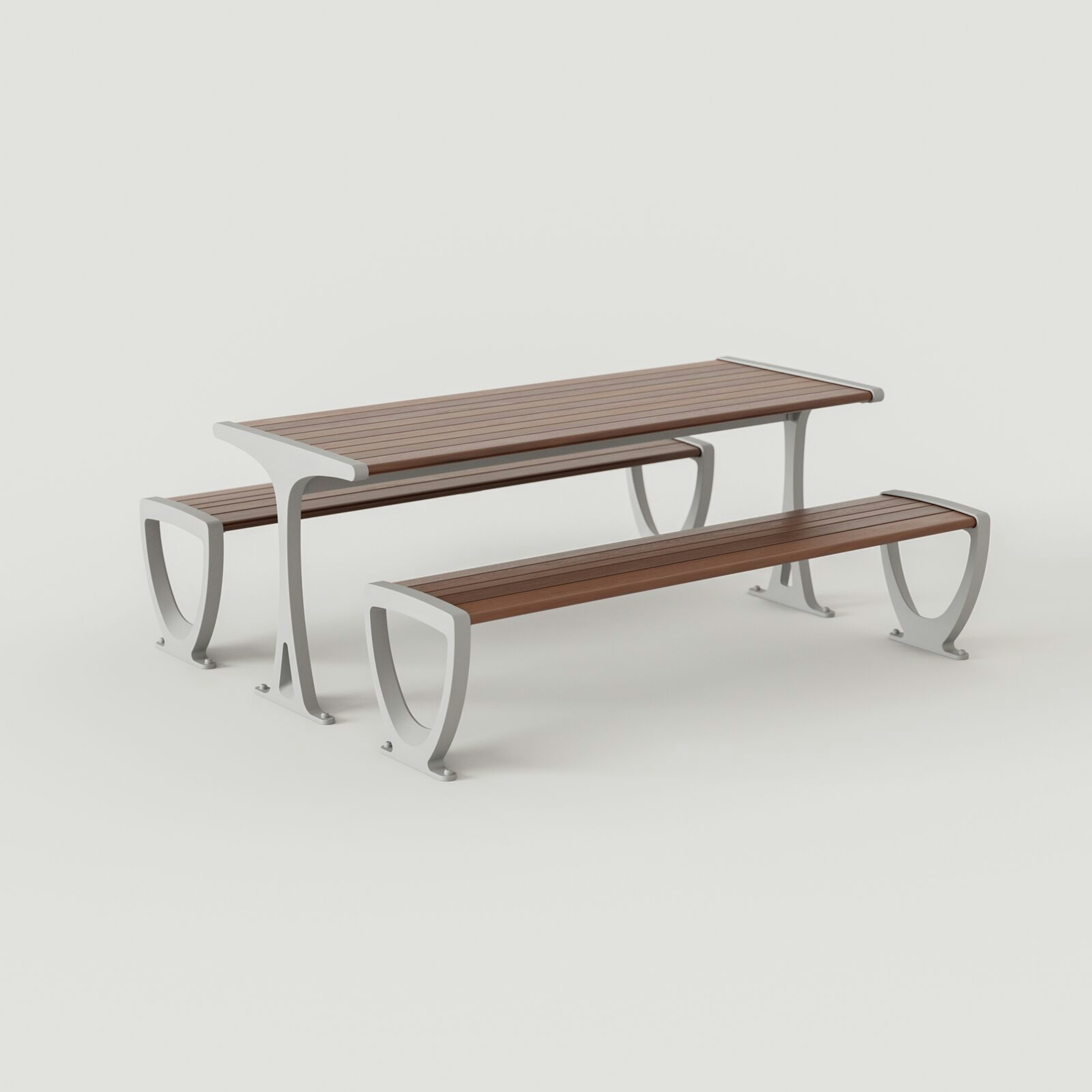 Trio Table Ensemble: Aluminum Texture + FSC® Cumaru