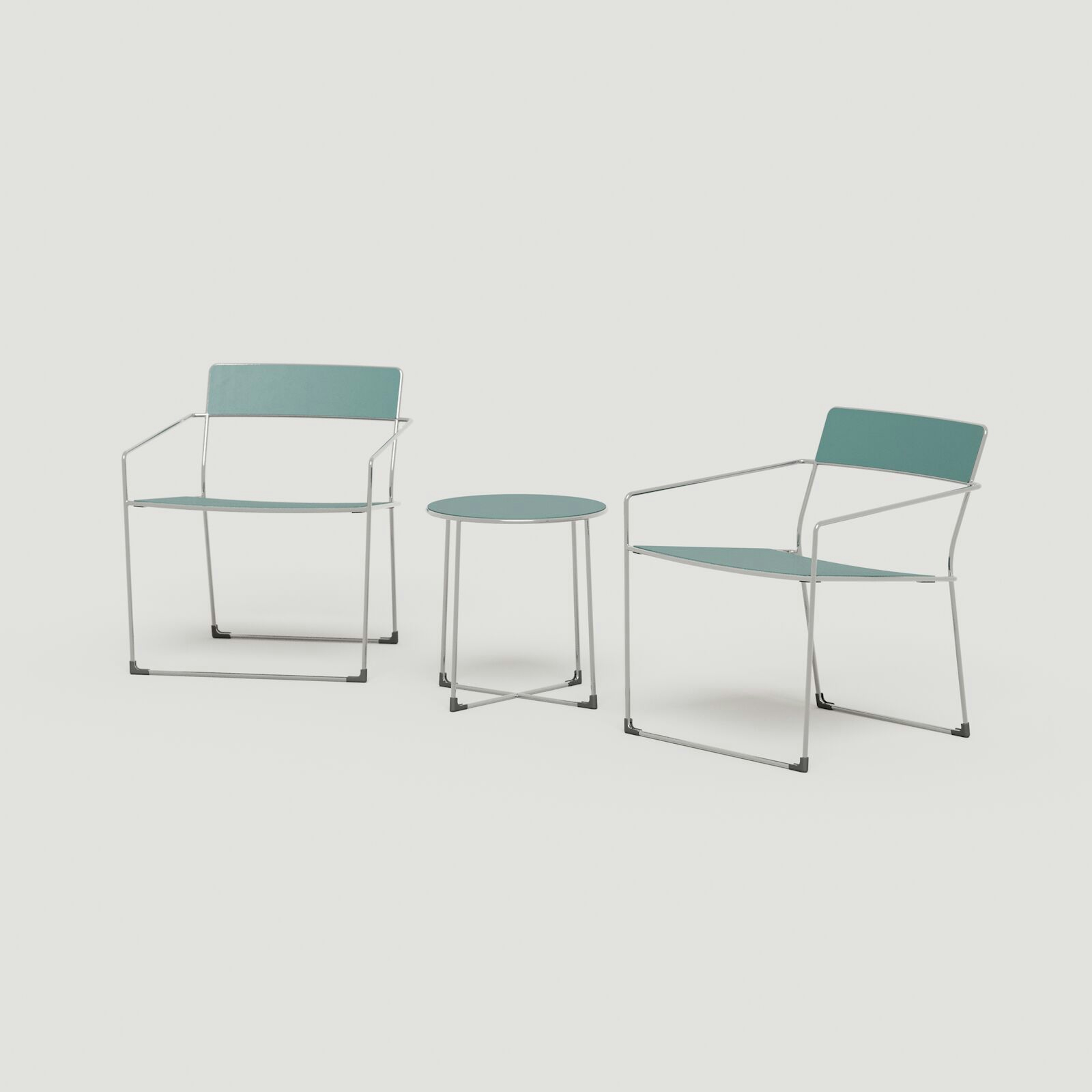 Linia Lounge Chair: Electropolished SST + Lagoon Texture