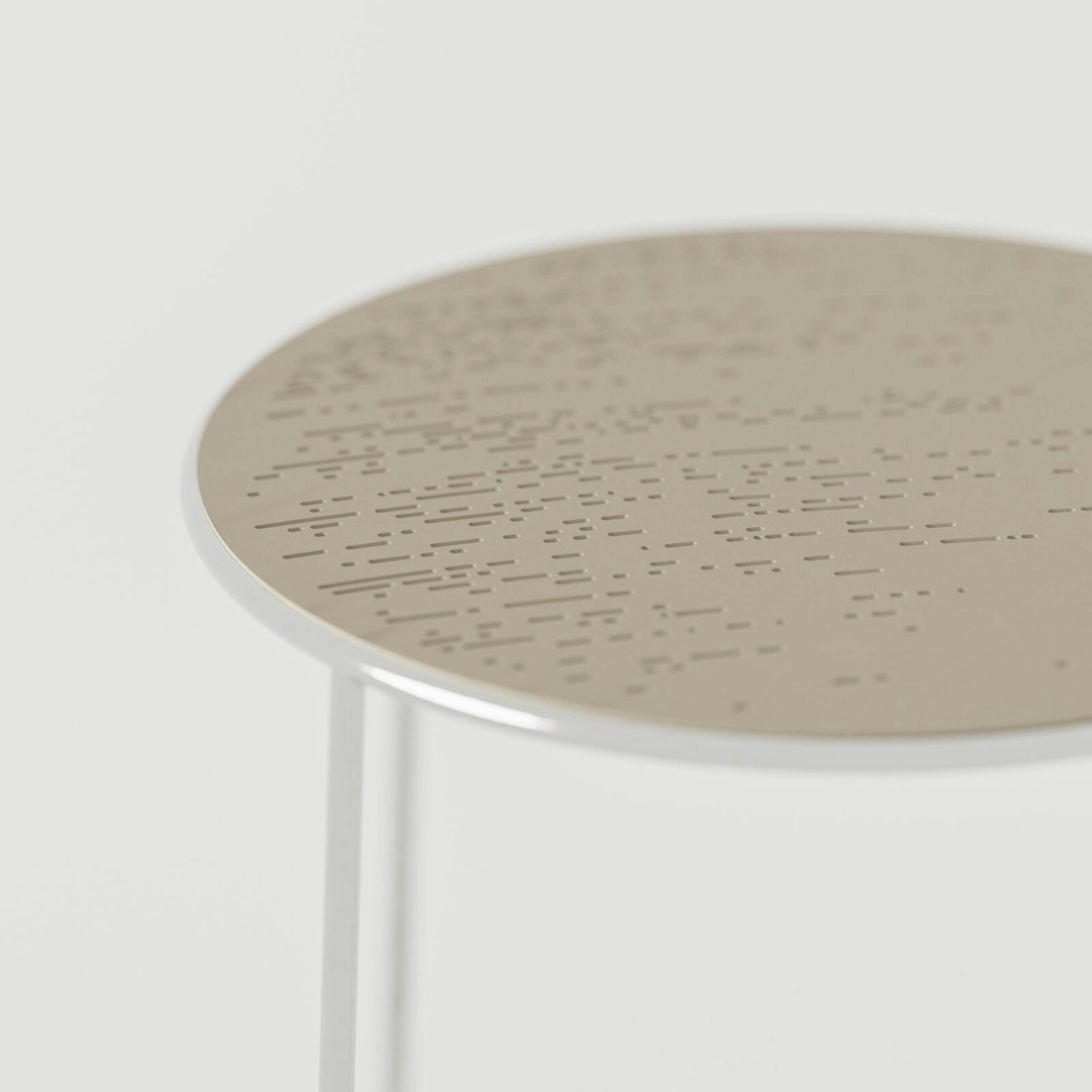 Linia Side Table: Electropolished SST + Mushroom Texture